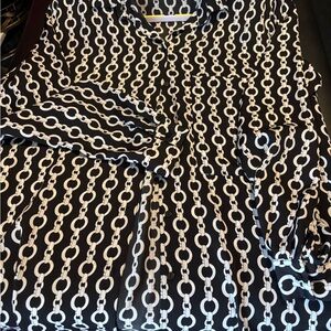 Zara Black Button-Down Shirt with White Chain Print